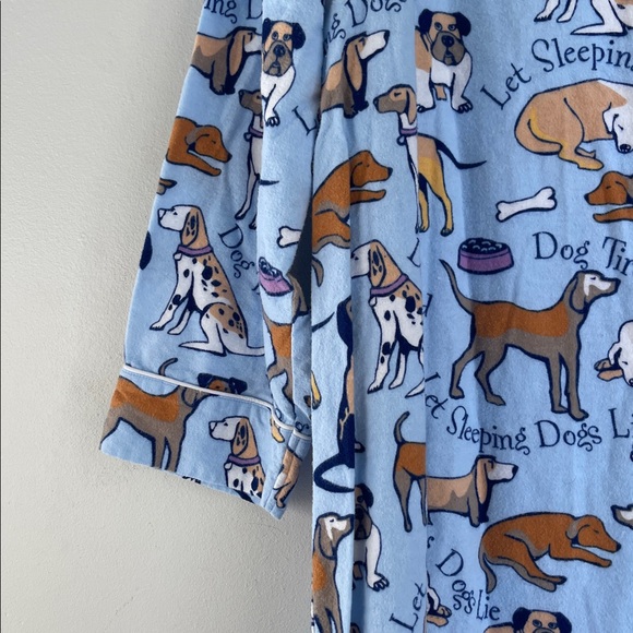 Pajamagram flannel dog print long sleeve 1/4 button up long maxi pajama shirt 1X - Picture 4 of 10